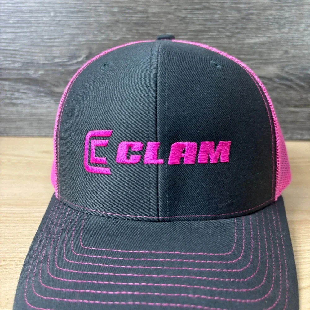 CLAM Hat Cap Snap Back Womens‎ Gray Pink Trucker Adjustable